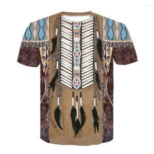 Herren-T-Shirts, Indianer-Stil, Grafik, Harajuku, 3D-gedrucktes T-Shirt, Feder, übergroßes Hemd, lässig, bunt, kurzärmelig