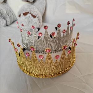 Hair Accessories 1PCS Revenda Glitter Felt Solid Hairband Pearl Royal Style For Girls Kids Headband Shinning Crystal Alloy Crown Baby