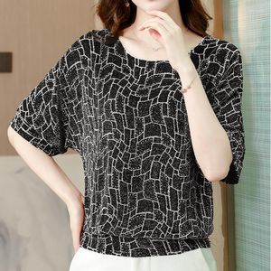 Women's Blouses Vintage Shiny Sequin Tops Women Casual Loose Clothes Elegant Shine Glitter Shirt Fashion Short Sleeve Blouse Blusas Mujer