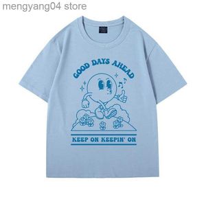 T-shirt da donna Good Days Ahead T-shirt grafiche positive da donna Manica corta Cartoon Lettere Stampa da donna Top T-shirt in cotone allentato estivo T230510