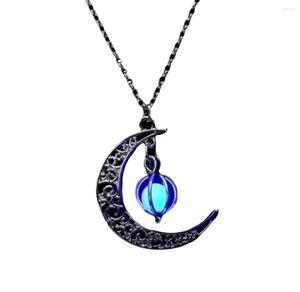 Chains Glowing Moon Necklace Pumpkin Pendant Glow In The Dark Night Luminous Charm For Halloween Christmas P