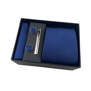 Groom Ties set New Men's Tie Square Scarf Gift Box Striped Plain Suit Shirt Tie Black Gift Box Set