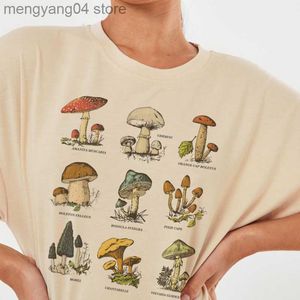 Damen-T-Shirt, Vintage-Mode, Pilzdruck, übergroßes T-Shirt, Egirl, Grunge, ästhetische Streetwear, grafische T-Shirts, Damen-T-Shirts, süße Oberteile, Kleidung, T230510