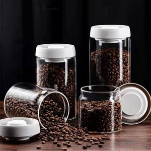 Organisation Food Coffee Beans förvaringsflaskor burkar med täckning av plast Vakuumförseglad tankförvaring och avgaslagring