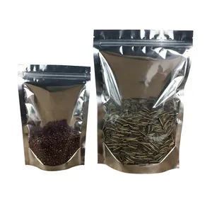 100 st/parti mylar stand up aluminium folie clear förpackning pack påse för mat kaffeförvaring återförslutningsbar zip förpackningspåse grossist gratis frakt