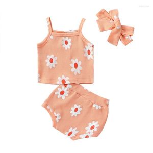 Clothing Sets Toddler Infant Baby Girls Summer 3pcs Outfit Sleeveless Mini Sling Vest Floral Shorts Bow Headband