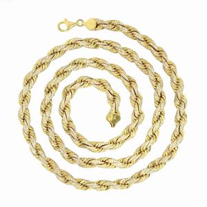 Hurtownia 10K 14K 18K Złoty łańcuch liny Naszyjnik Studded Natural Real Diamond 10 mm 18-26 cali 14K Gold Diamond Rope łańcuch liny