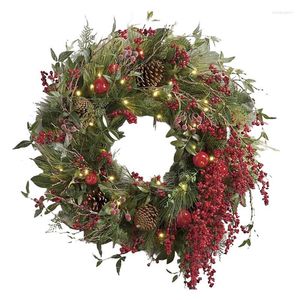 Decorative Flowers Christmas Wreaths For Front Door 45cm 17.72in Garment With Berry Clusters Holiday Reef Winter