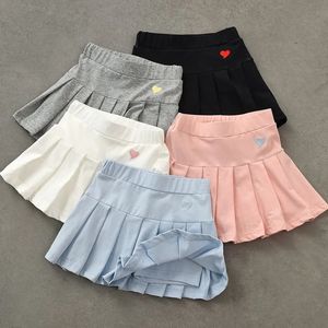 Skirts Baby Girls Skirt Kids Pleated Skirts with Safety Pants Teenagers Dance Mini Skirt Children Girl Clothes 3 To 14year 230510