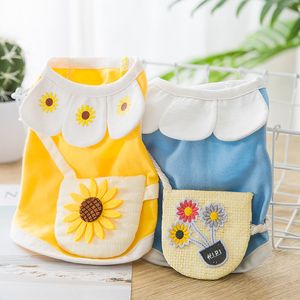 Dog Shirts for Small Dogs Cute Sunflower Puppy Cat T-Shirts Lightweight Soft Cotton Summer Pet Vest Clothes Rabbit Doggie Tee Shirts Kitten Tank Tops