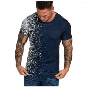 Camisetas masculinas 2023 estilo de verão Men moda casa O-pescoço de neve snowflake Pontos padrão gradiente casual camiseta de manga curta para camisas masculinas