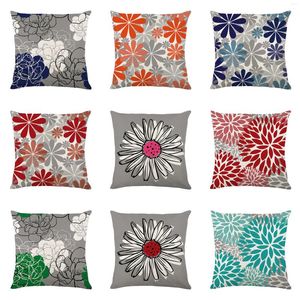 Pillow Case 45x45cm Simple Stroke Flower Polyester Printing Living Room Sofa Cushion Cover Home Decoration