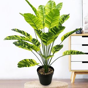 Kwiaty dekoracyjne 32 -calowe Bonsai Tree Banana Dekoracja ślubna Plastikowe Fałszywe rośliny Pozostawia duży sztuczny dekoracje ogrodowe do domu