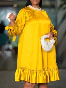 Etnik Giysiler Kadınlar İçin Afrika Elbiseleri Düğünler Akşam Partisi Gowns Zarif Moda İnci İnci Dürünler Elbise Bahar Yaz Gevşek Çöp