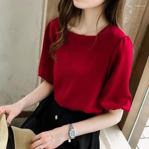 Blouses feminina Mulher Spring Summer Style Shirts Lady Casual Square Collar Short Puff Sleeve Blusas Tops G2572