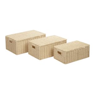 Conjunto de cesta de corda de papel de 3 peças, natural, bege