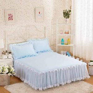 Bettrock Prinzessin Bettwäsche Bettrock Koreanischer Stil Romantische Spitze Mädchen Schlafzimmer Matratzenbezug Tagesdecke Bettlaken Heimtextilien Full/Queen 230510