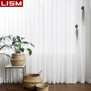 Curtain LISM 30% Shading Solid White Sheer Curtains for Living Room Decoration Window Kitchen Modern Tulle Voile Organza 230510