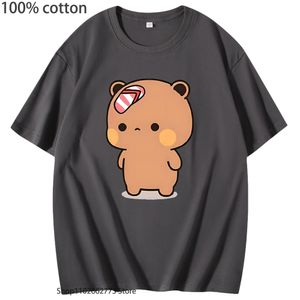 여자 Tshirt 귀여운 Dudu는 Graphic Shirt Kawaii Panda Bear 여자 남성 100 Cotton Tees 230510을 놀리는 이후 Bubu에 의해 플립 Tshirts 플롭을 던졌습니다.