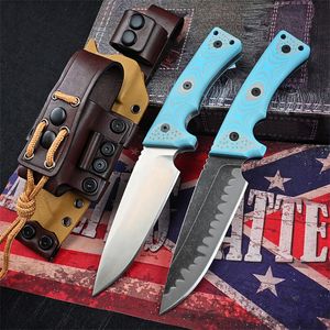 高品質のM35強力なサバイバルストレートナイフZ-Wear Stone Wash Drop Point Blade Full Tang Blue G10ハンドル屋外固定ブレード戦術ナイフ