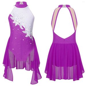 Kız Elbiseler Kız Bale Dans Tutu Elbise Jimnastik Leotard Çocuklar Çocuklar Modern Çağdaş Lirik Kostümler Sahne Performansı İçin