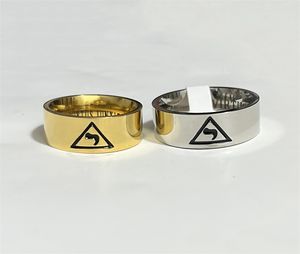 Edelstahl freimaurerische 14 Grad schottische Ritus Yod Ring Gold Silber Brüderliche Vereinigung Masons Signet Ringe Gravave Virtus Junxit MORS Nicht -Separabit 8mm Breite