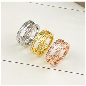 Paper clip hollowed out ring female rose gold Europe and America diamond-studded star index finger net red ring couple