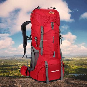 Backpacking Packs 70+5L stor kapacitet utomhus vandring ryggsäck med regnrock kvinnor män camping vandring ryggsäck klättring ryggsäckar p230510