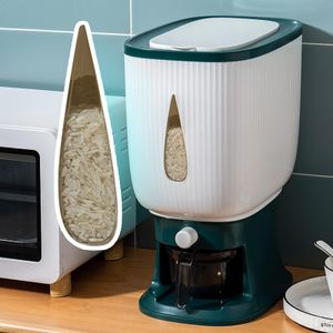 Organizzazione 10KG Dispenser automatico di cereali in plastica Scatola di immagazzinaggio Misurino da cucina Serbatoio per alimenti Contenitore per riso Organizzatore Lattine per cereali