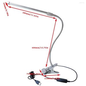 Bordslampor USB LED -klipp Läsning Ljus Dimbar ögonskydd Desk lamp för sovrumsstudierum