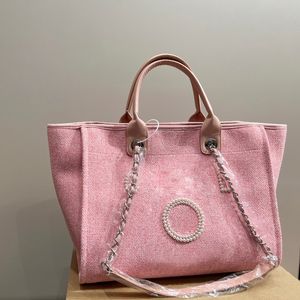 Famous designer tote bag shoulder bag ladies fashion large shopping canvas bag high quality handbag pearl decoration