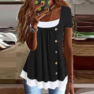 Women's TShirt Womens Short Sleeve Turndown Collar Buttons Solid Loose Tops TShirts Ladies Summer Tunic Blouse Tee For 230510