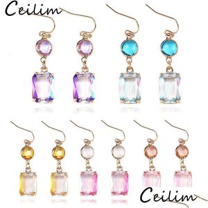Dangle Chandelier High Quality Square K9 Crystal Earrings For Women Colorf Rhinestone Gold Copper Metal Hook Earring Fashi Dhgarden Dhydc