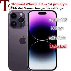 Äkta Apple iPhone XR i iPhone 14 Pro Style Phone 4G LTE Unlocked Coming with 14Pro Box Sealed 3G RAM 256 GB ROM OLED SMARTPHONE MED BATTERY 100% LIV