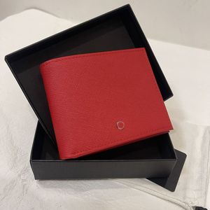 Luxuriöse Herren-Geldbörse aus echtem Leder, Kreditkartenetui, Designer-Geldbörse, Ausweishülle, Geldklammer-Geldbörsen, hochwertiges Leder, rote Dollar-Clip-Geldbörsen, mit Box