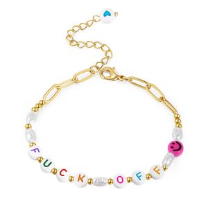 26 Colorful Mixed Color Letter Beads Word Bracelet Couple Personalized Versatile Paper Clip Bracelet