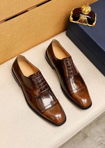 2023 Mens Dress Shoes Party Wedding Elegant Brand Genuine Leather Flats Men Formal Lace Up Breathable Oxfords Size 38-45