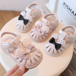 Sandálias bebês meninas infantis sapatos de criança verão pode fazer sons fofos princesas bow bou