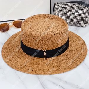 Womens Fitted Designer Straw Bucket Hat Summer Mens Casual Grass Braid Luxury Wide Brim Beach Hat Gold Letters Buckle Fashion Sunhat