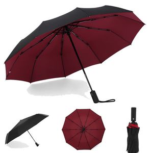 Umbrellas Womens Double Layer Windproof Automatic Female Male Ten Bone Three Folding Mens Large Rain Business Parasol 230510
