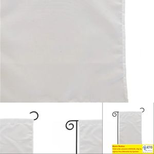 Sublimación en blanco Jardín poliéster en blanco banderas blancas Impresión de doble cara Impresión de transferencia de calor Bandera de jardín