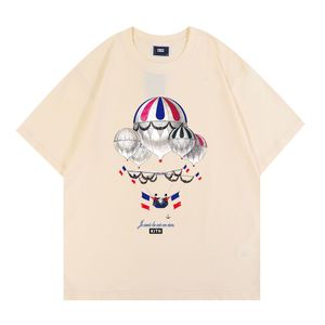 メンズTシャツコットンレディースカジュアンティーショートスリーブ豪華なヒップホップストリートウェアレトロホットエアバルーンプリントTシャツ