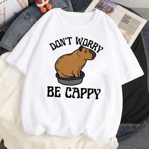 Camiseta feminina Capybara capibara camiseta mulher y2k manga japonês top feminino