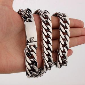 Chains Custom Length 7"-40" 15mm Wide High Polished Silver Color Stainless Steel Cuban Link Classic Men Boy Curb Chunky Necklace