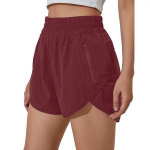 Pantaloncini da donna per ragazze adolescenti Pantaloni sportivi elasticizzati a vita alta con tasca ad asciugatura rapida Pantalones Cortos