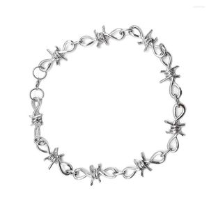 Chains Women Men Barb Wire Necklace Bracelet Set Punk Gothic Style Alloy Brambles Wrist Chain Kit