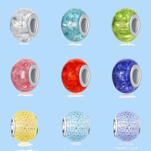 925 sterling silver charms for pandora jewelry beads European Plastic Murano Glass Bead Aolly Multi Color Rainbow