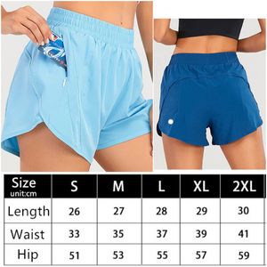 Lu Lu Lemons Womens Yoga Outfits High midjeshorts Övning Kort fiess Wear Girls Running Elastic Adult Pants Sportkläder Fast Dry DrawString Fodined