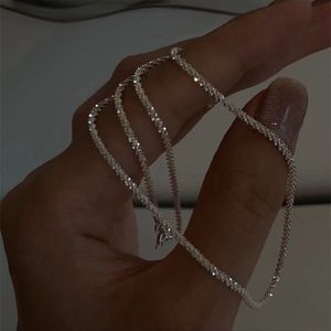 Partihandel italiensk mousserande ljus lyxig minoritetskedja kedjedesign S925 sterling silver halsband