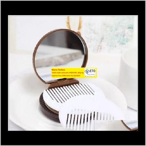 Mirrors Deor Home Gardenjapan Style Mini Cute Cocoa Compact Pocket Portable Hand Mirror With Comb Makeup Tools 2 Colors I Like Drop Delive